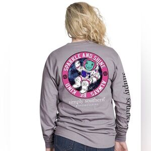 Simply Southern NWT LS Tee S Sparkle And Shine Always Be Kind Astronaut School